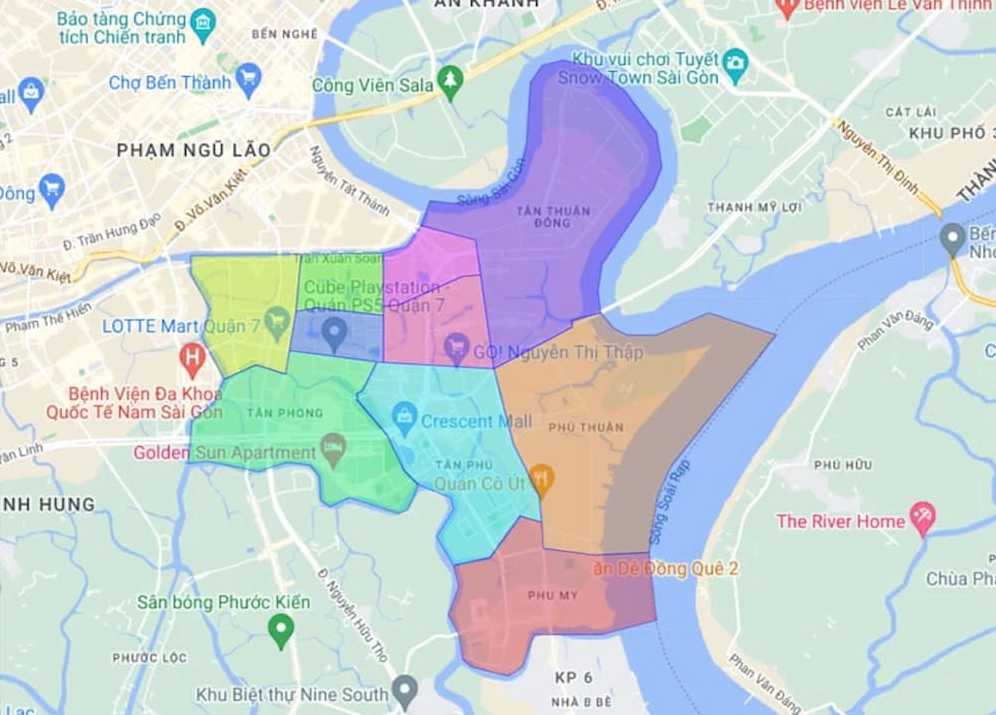Bản đồ hành chính Quận 7 thành phố Hồ Chí Minh