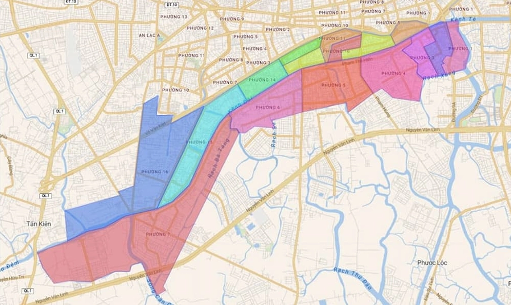 Bản đồ hành chính Quận 8 thành phố Hồ Chí Minh