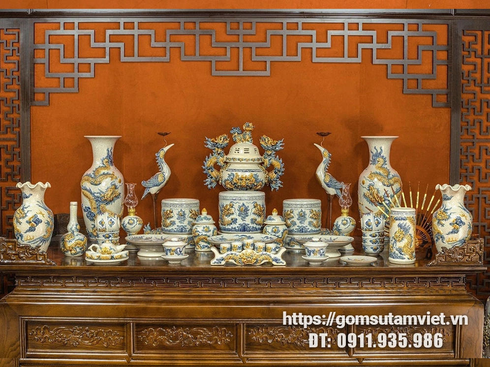 Bộ đồ thờ Bát Tràng men rạn chất lượng cao