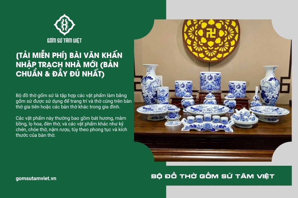 Bộ đồ thờ cần thiết cho lễ nhập trạch
