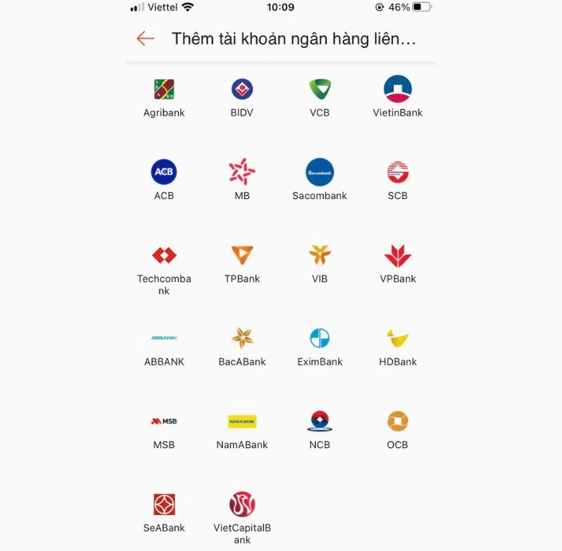 Các ngân hàng được liên kết với ví Shopee Pay