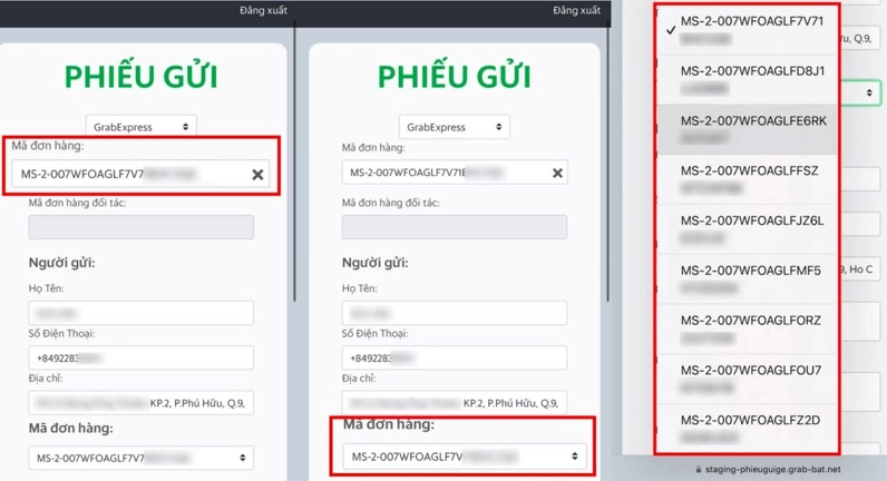 Chuyển đổi các đơn hàng, kiểm tra thông tin người nhận, người gửi