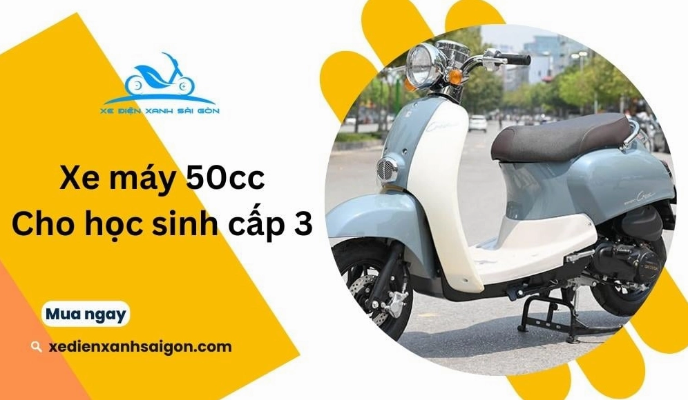 Học sinh cấp 3 sử dụng xe máy 50cc đến trường