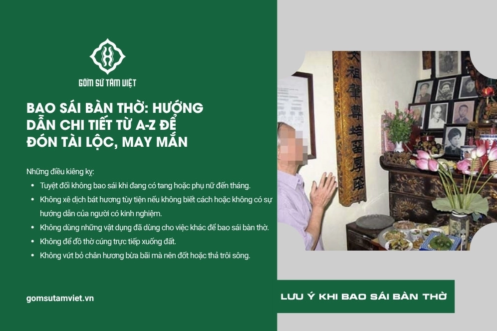 Lưu ý khi bao sái bàn thờ