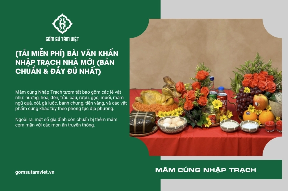 Mâm cúng nhập trạch đầy đủ về nhà mới