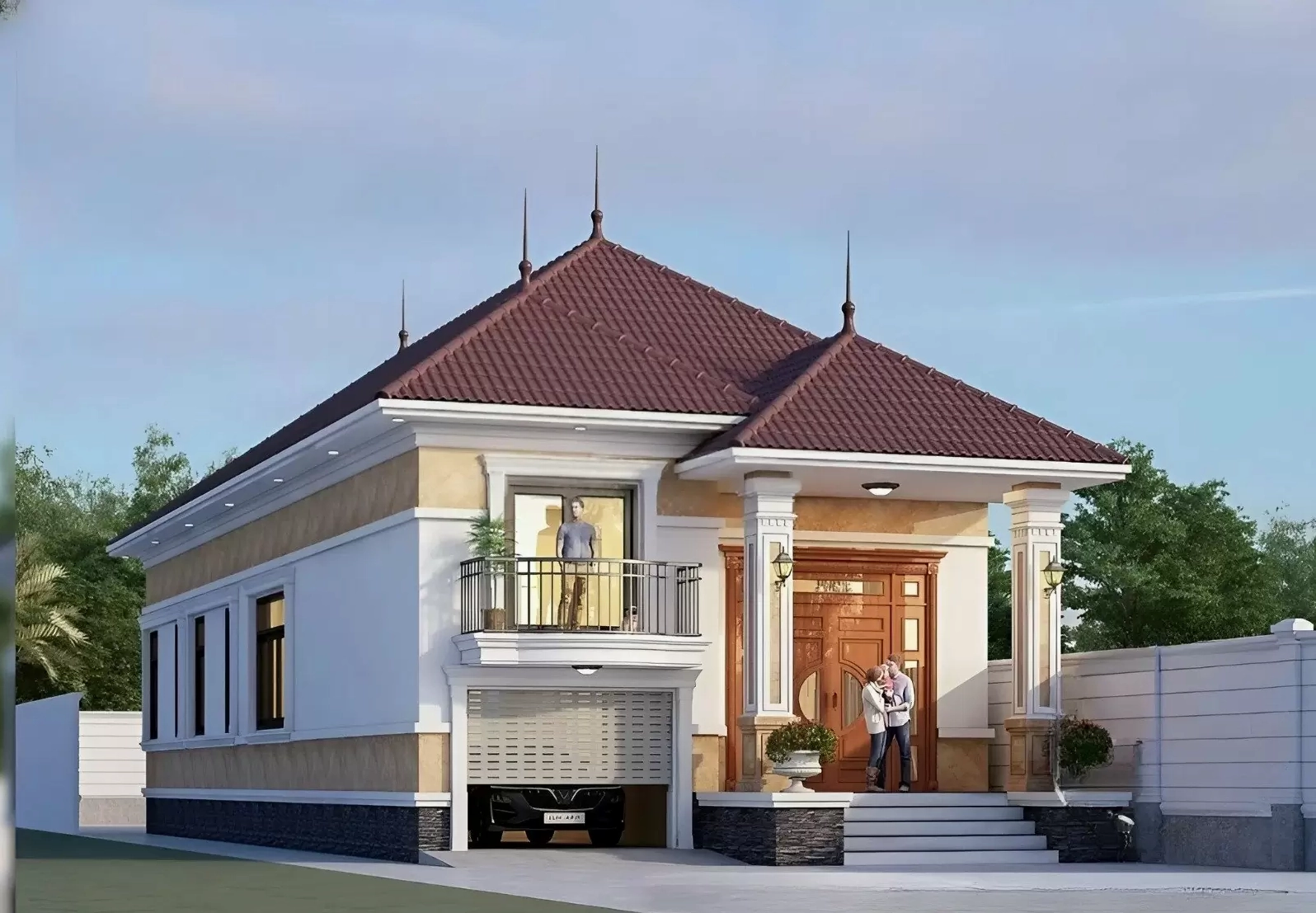 mẫu nhà cấp 4 mái Nhật có gác lửng