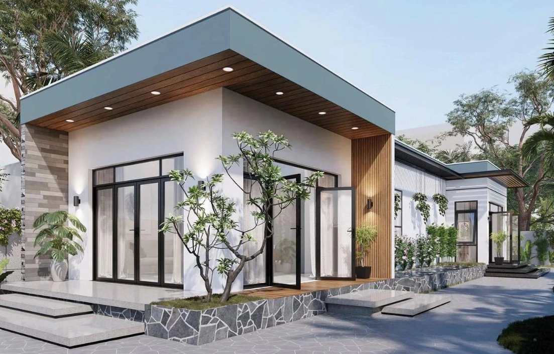 Mẫu nhà ống 1 tầng nông thôn hiện đại và tiện nghi