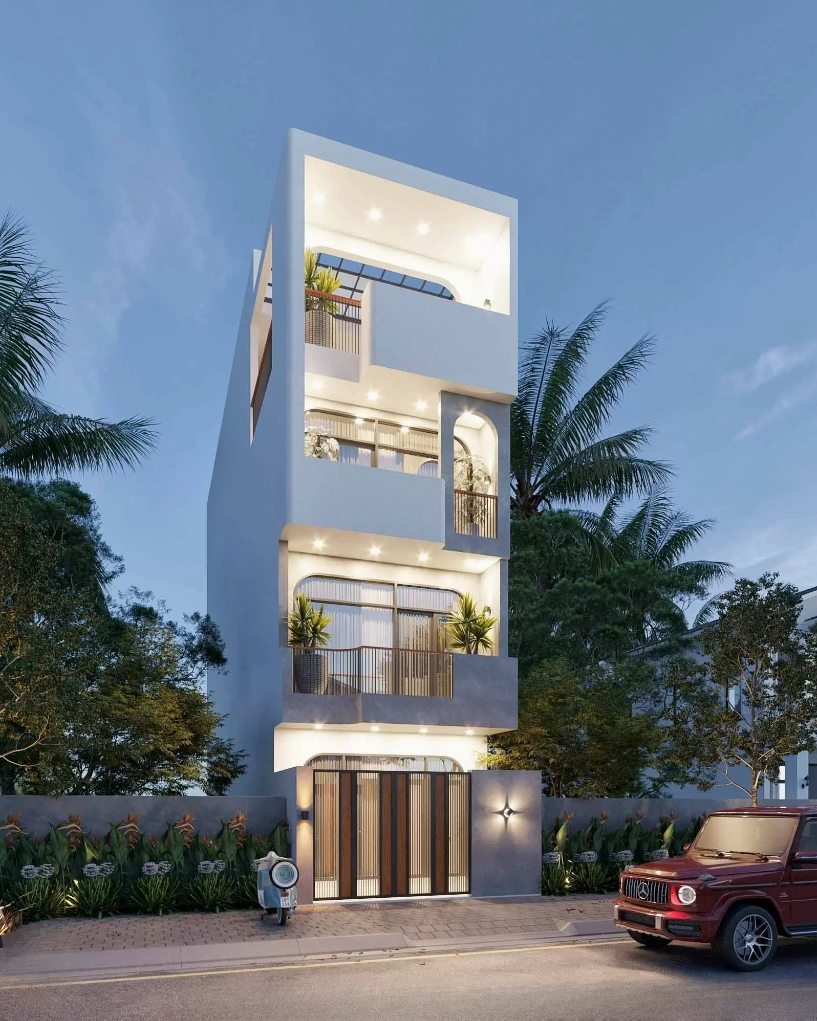 Mẫu nhà phố 4 tầng hiện đại, sang trọng
