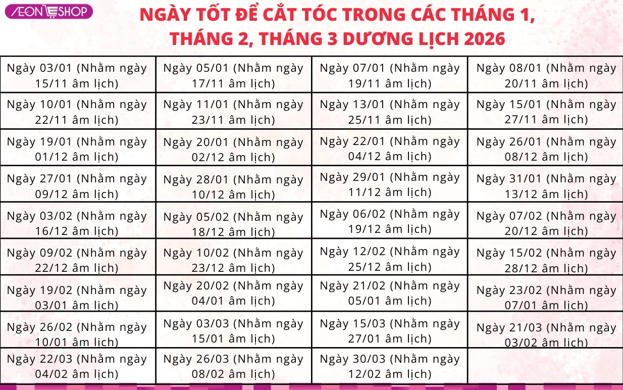 Ngày tốt để cắt tóc