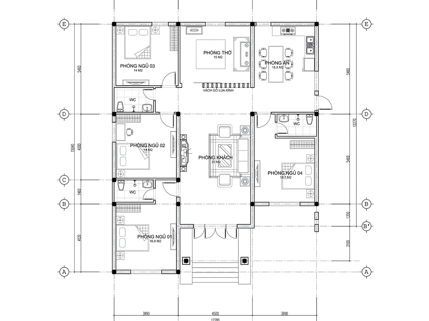 Nhà cấp 4 mái nhật 4 phòng ngủ