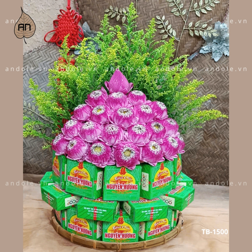 Tháp bánh cốm Quà Hà Nội - Mẫu 15 - Bánh kẹo dâng lễ