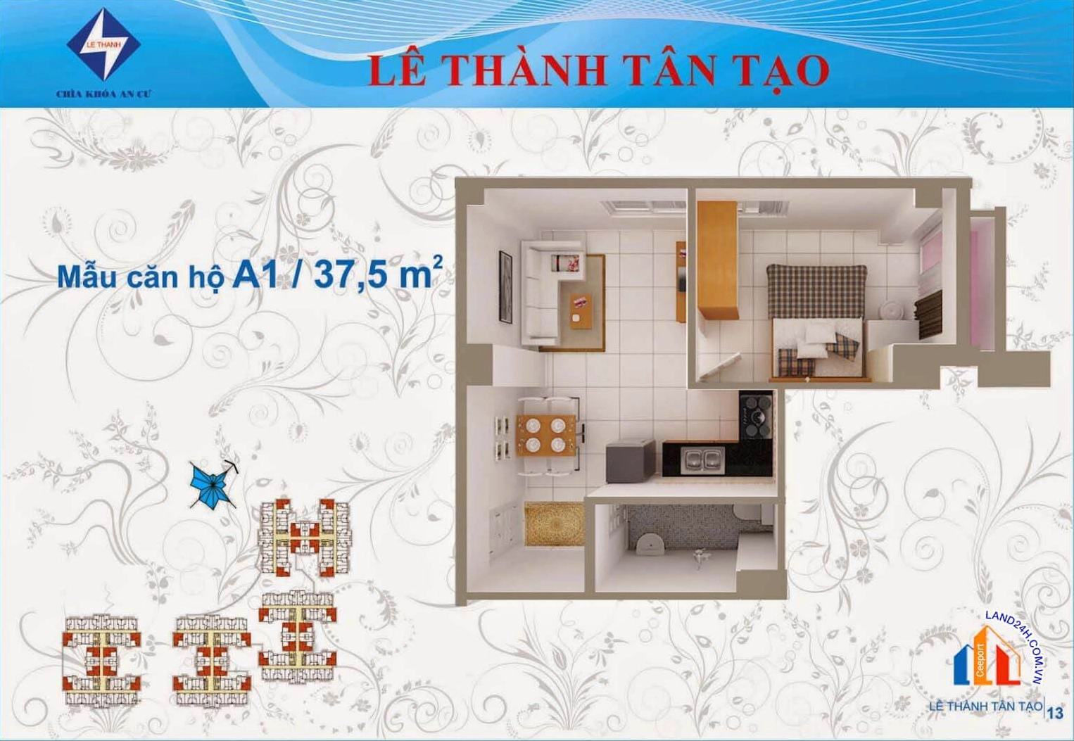 Thiết kế căn hộ A1 tại chung cư Lê Thành Tân Tạo