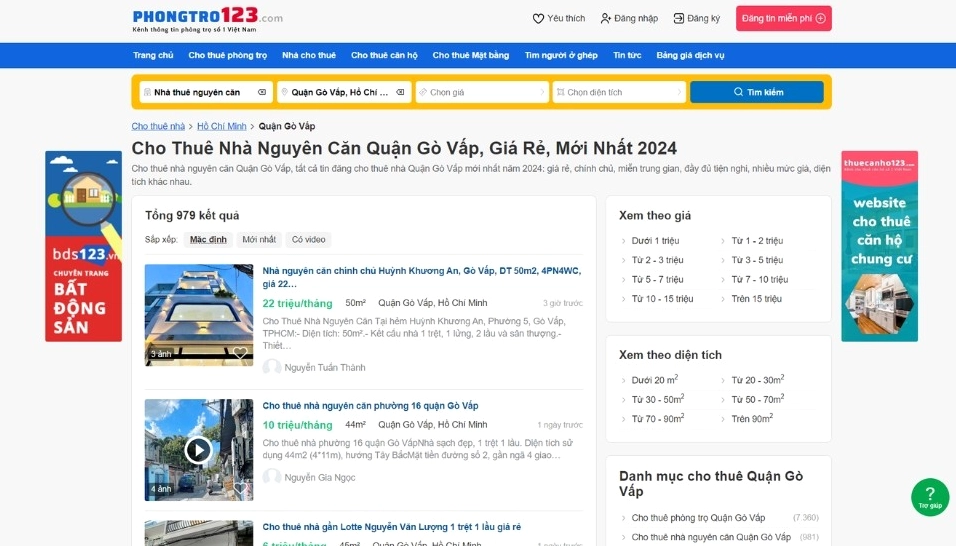 Tìm thuê nhà Quận Gò Vấp với giá cả hợp lý và uy tín