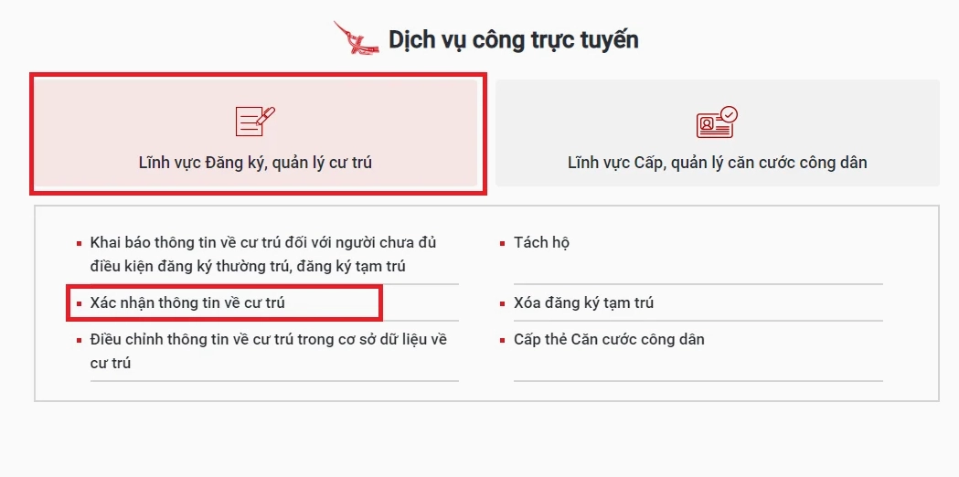 xác nhận thông tin
