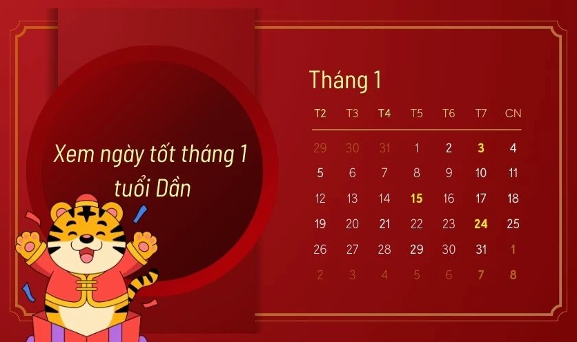 Xem ngày tốt tháng 1 năm 2026 tuổi Dần