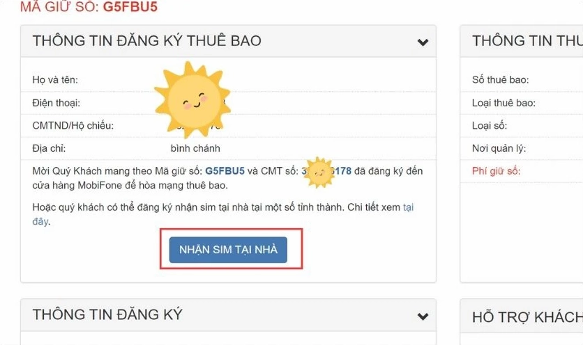 Bạn có thể chọn NHẬN SIM TẠI NHÀ