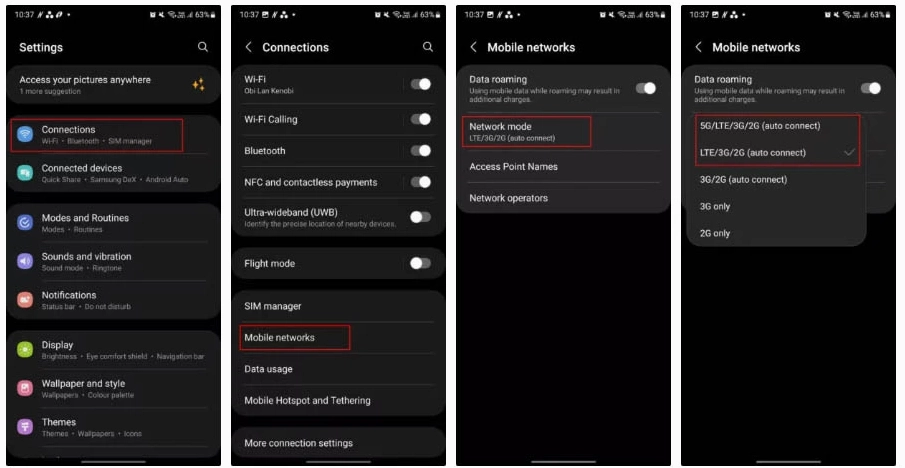 cách bật tắt LTE trên điện thoại Samsug