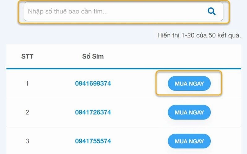 Cách đăng ký thuê bao điện thoại đầu số 094 bước 2