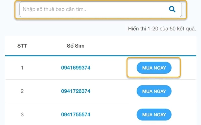 Cách đăng ký thuê bao điện thoại đầu số 094 bước 2