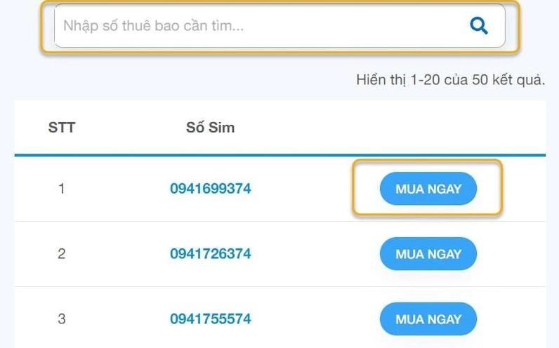 Cách đăng ký thuê bao điện thoại đầu số 094 bước 2