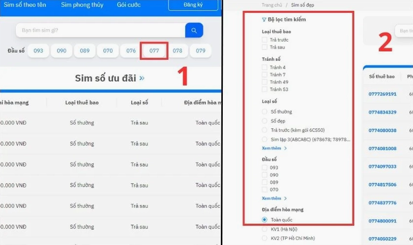 Cách mua sim đầu số 0773 trên website MobiFone