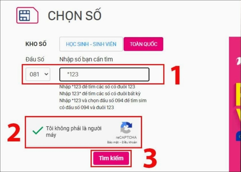 Cách mua SIM online đầu 081