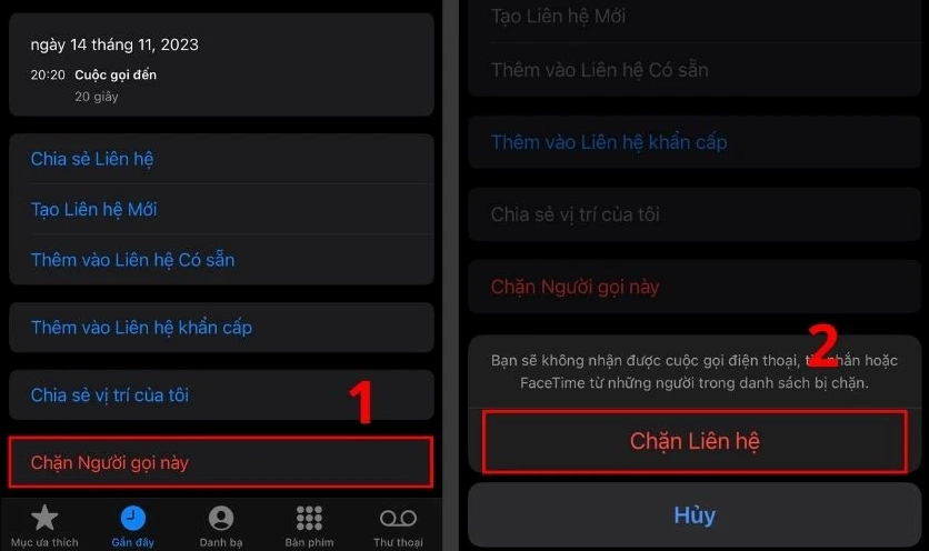 Chọn Chặn người gọi này và chọn Chặn liên hệ