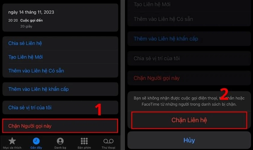 Chọn Chặn người gọi này và chọn Chặn liên hệ