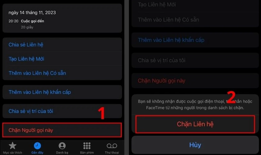 Chọn Chặn người gọi này và chọn Chặn liên hệ