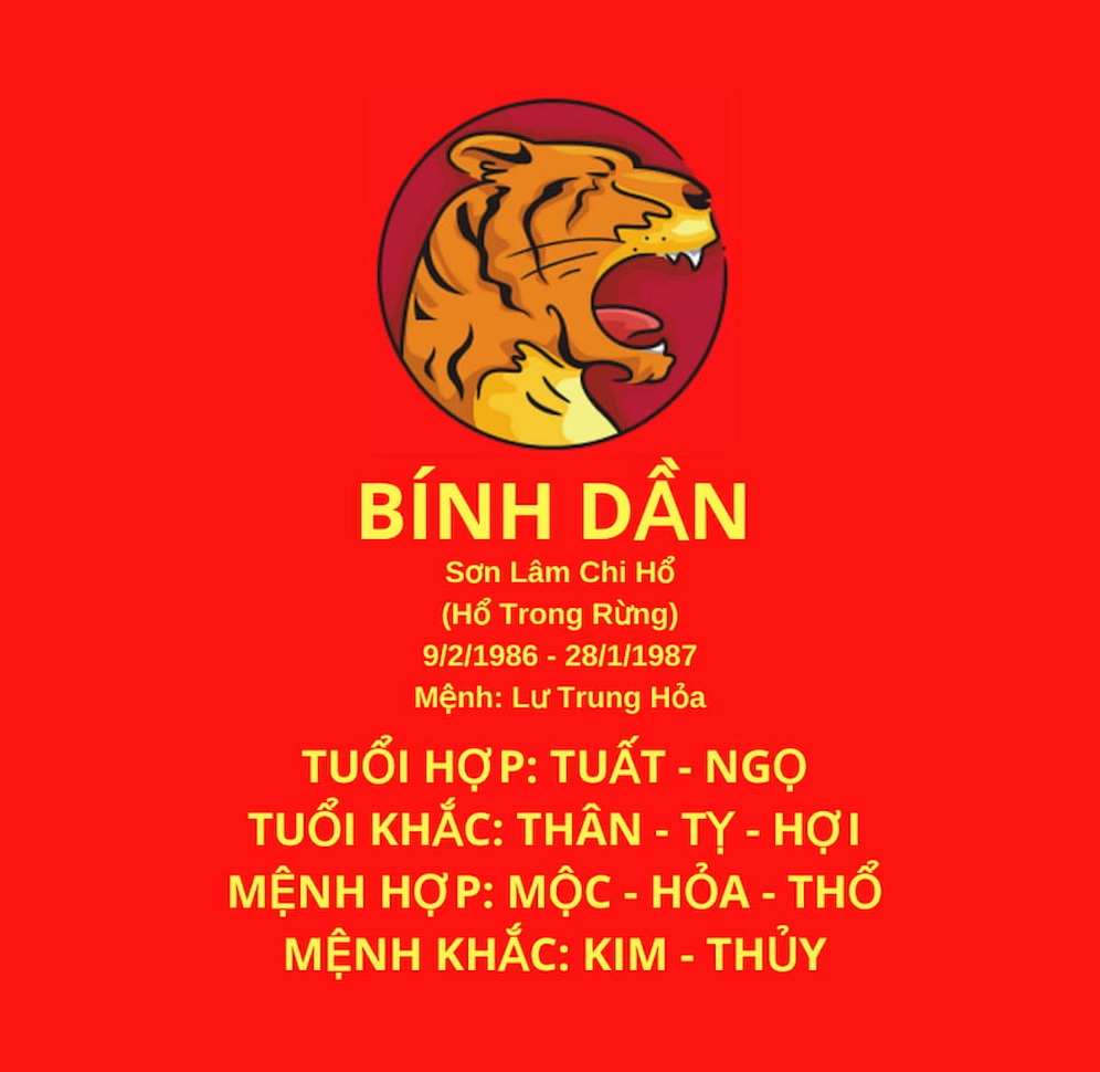 Cung mệnh tuổi Bính Dần 1986