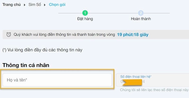 Đăng ký thuê bao 083 online tại website VinaPhone bước 6