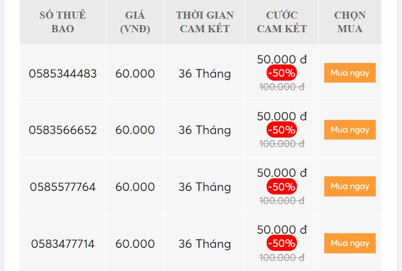 Đăng ký thuê bao trên trang web chính thức của Vietnamobile bước 3