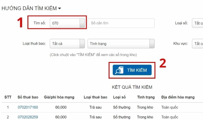 đầu số mạng 070 mua ở đâu