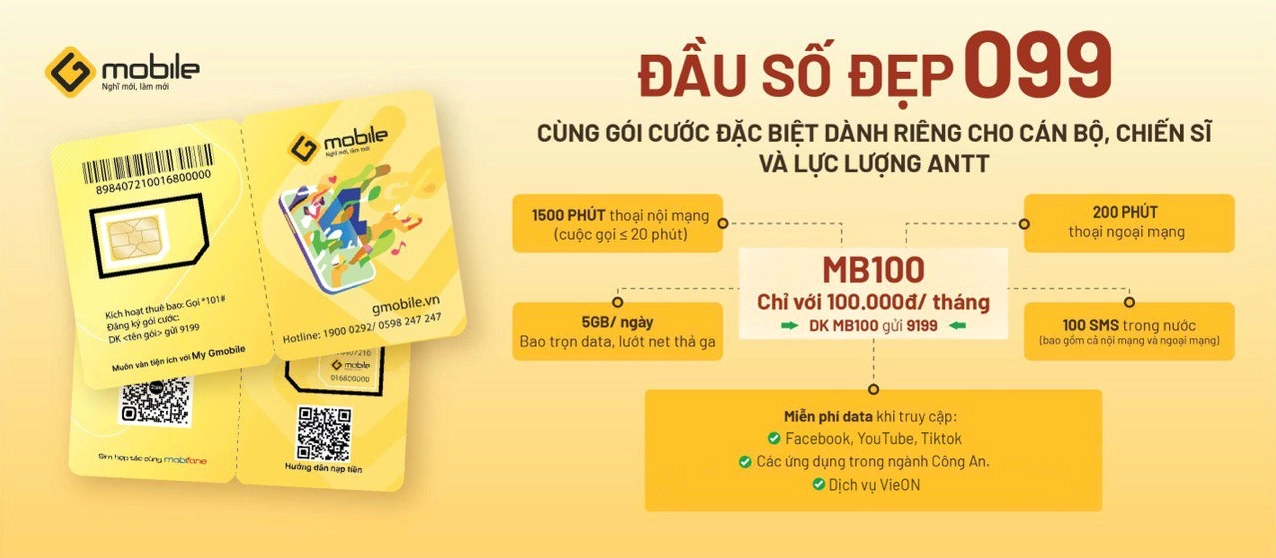 Hình ảnh đầu số 099 của nhà mạng Gmobile