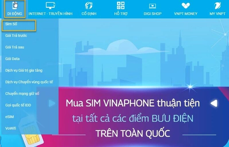 Hướng dẫn đăng ký thuê bao điện thoại đầu số 088 VinaPhone bước 1