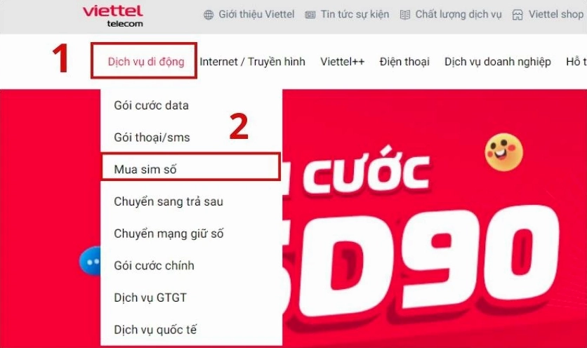 Mua Online tại nhà qua trang Website nhà mạng Viettel