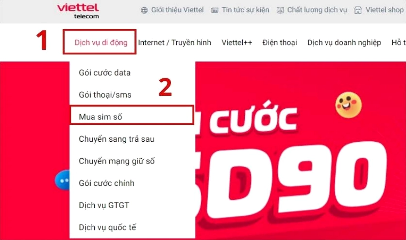 Mua Online tại nhà qua trang Website nhà mạng Viettel