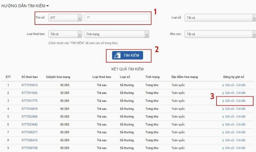 Nhấn vào lệnh Giữ số - Chi tiết