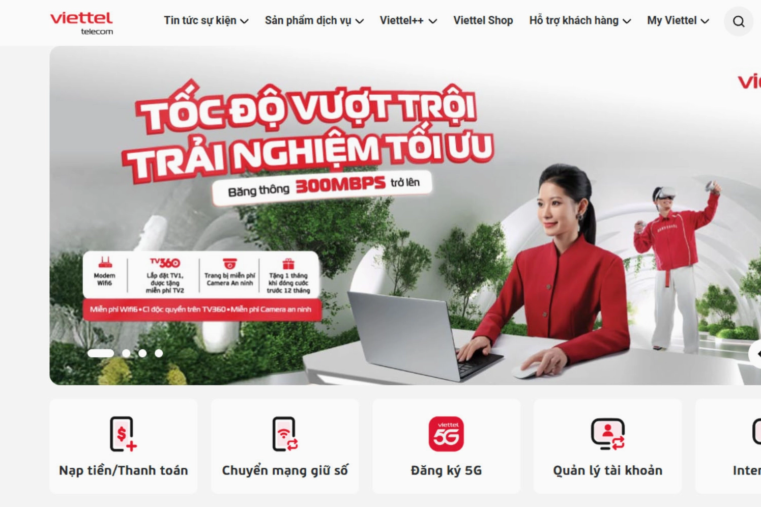 Truy cập trang chủ Viettel