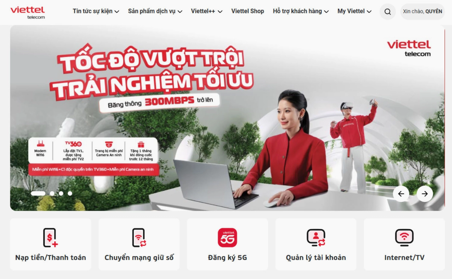 Truy cập website chính thức của Viettel