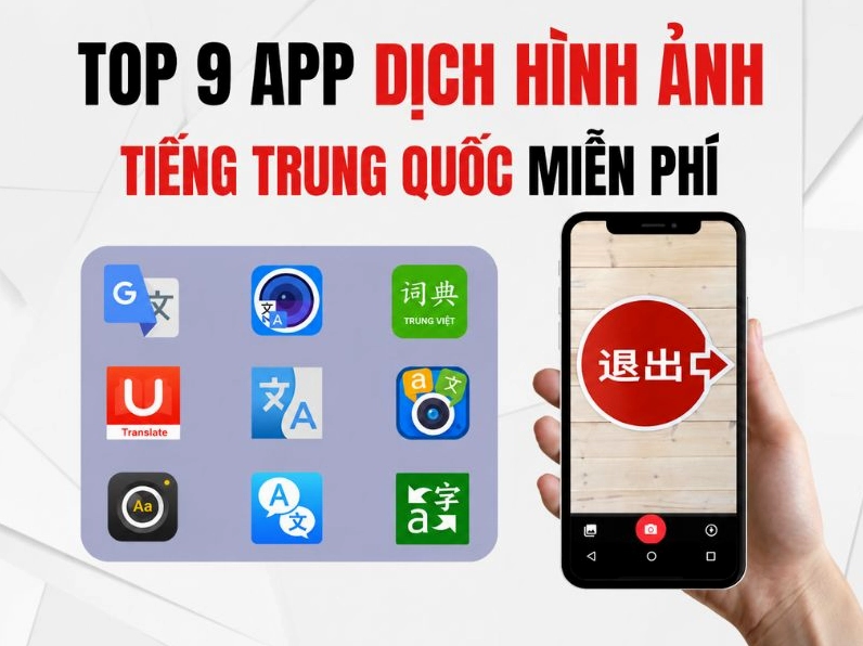 Giao diện một ứng dụng dịch tiếng Trung bằng hình ảnh