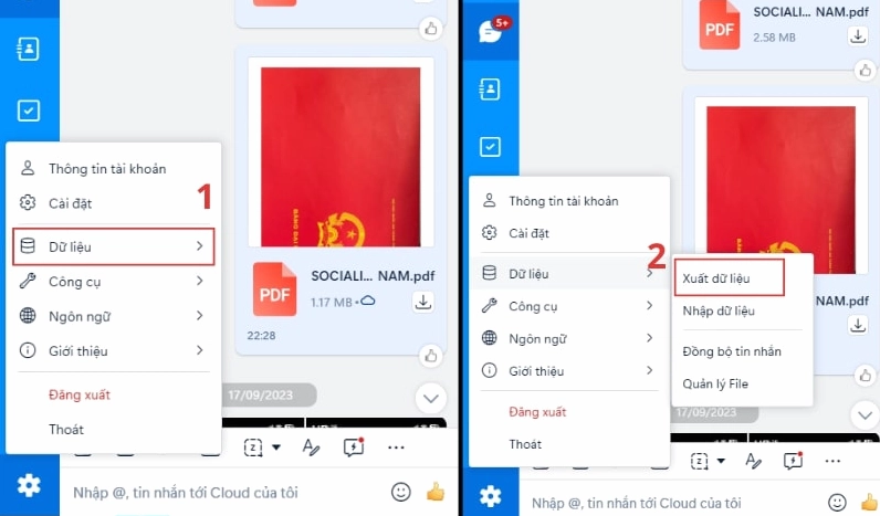 Giao diện sao lưu và khôi phục tin nhắn Zalo trên điện thoại
