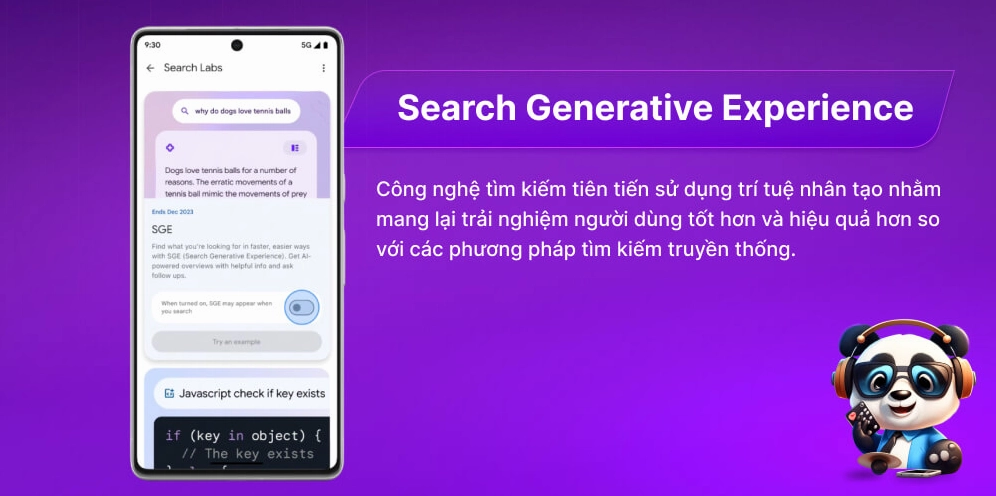 Giao diện SGE của Google hiển thị kết quả tìm kiếm có tóm tắt AI
