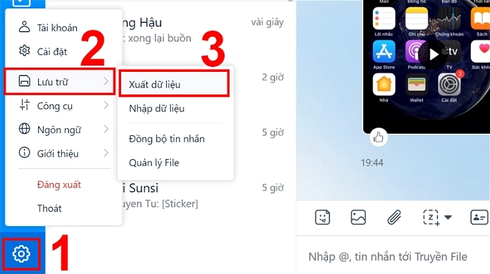 Minh họa giao diện Zalo và quá trình khôi phục tin nhắn