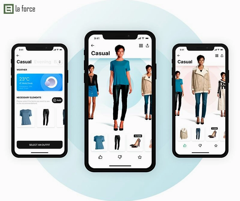 Người dùng sử dụng app phối đồ AI trên điện thoại